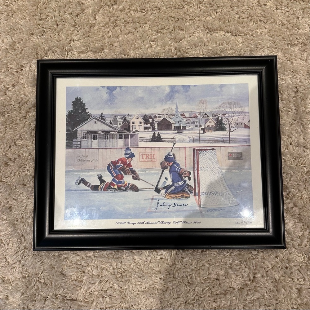 Framed Limited Edition Johnny Bower Hockey Art Print Canadian Toronto Maple Leaf